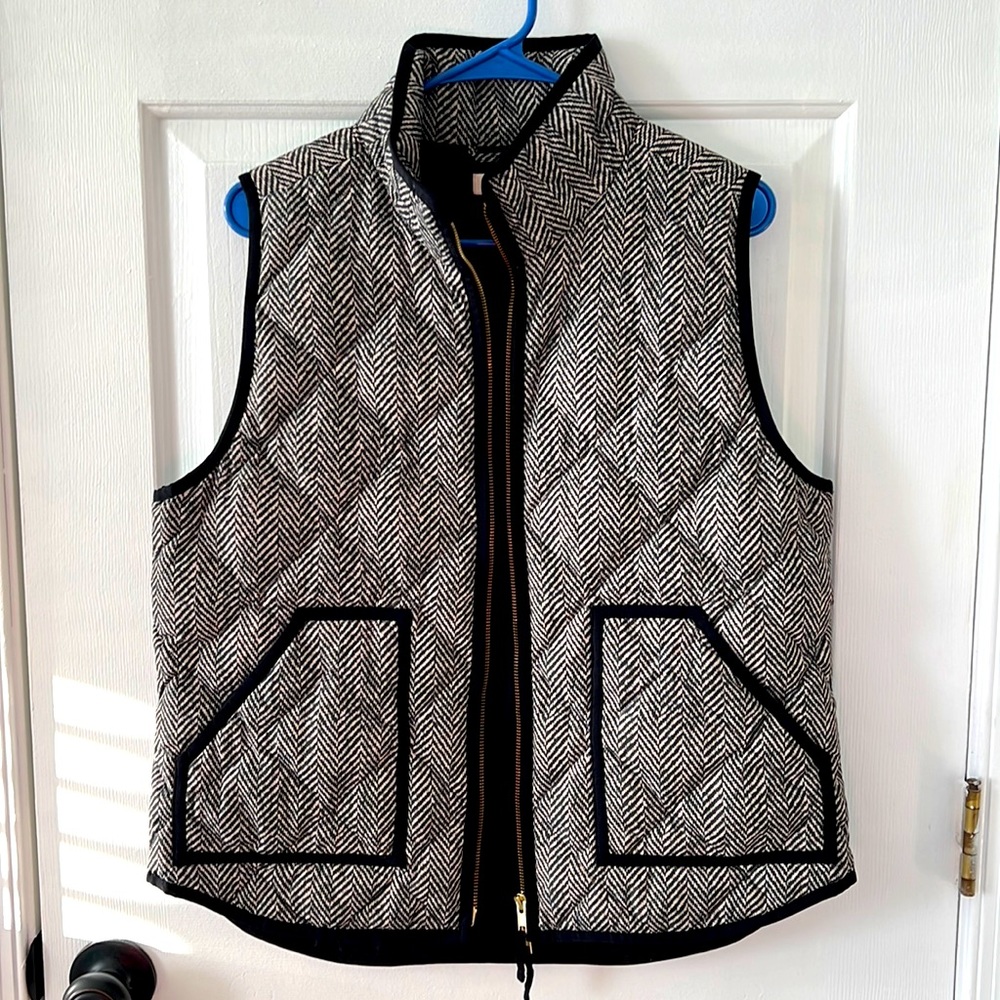 JCREW (Large) black and white herringbone vest